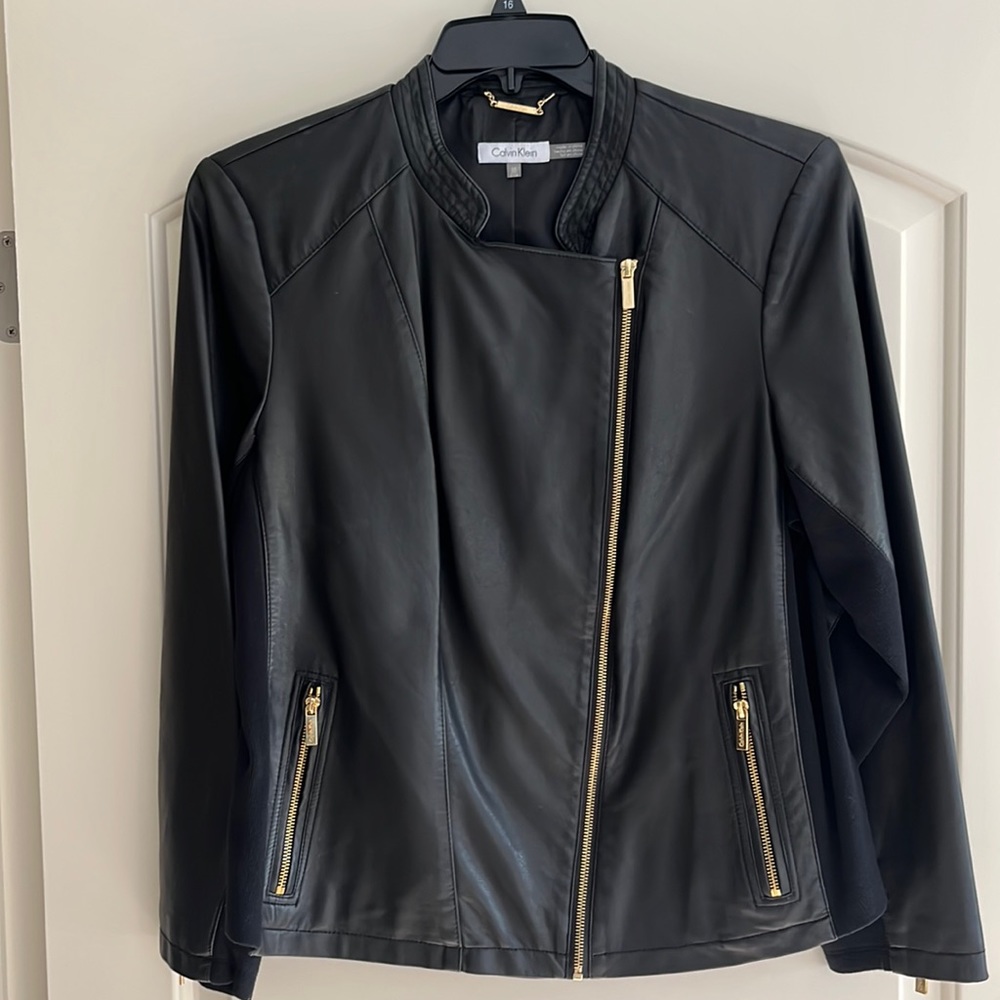 Like new! Calvin Klein faux leather moto jacket. OX